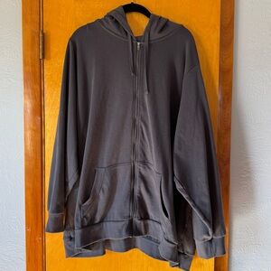 Torrid Women’s Zip-Up Hooded Sweatshirt in Charcoal Gray